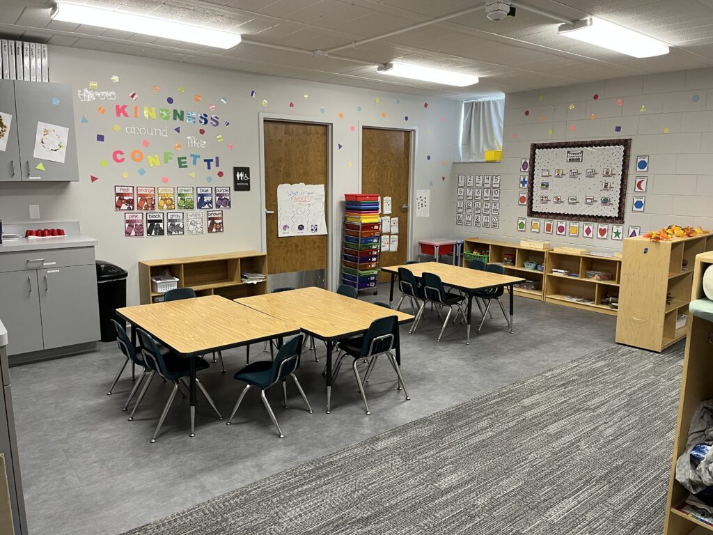 One of the newly furnished classrooms available now for Rainbow Years.